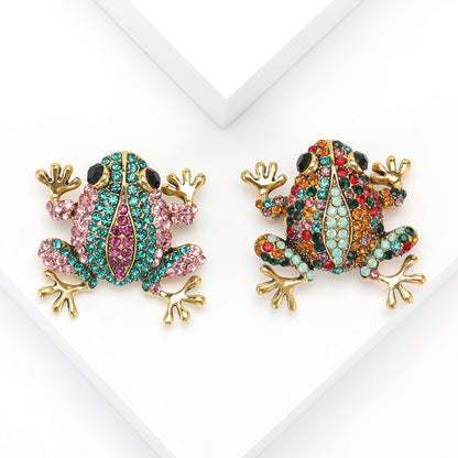 Cute Animal Frog Brooch Fashion Decorative Pin with Rhinestones
