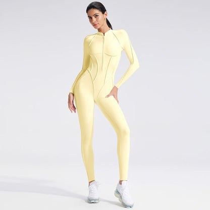 Women’s Slim Fit Open-Back Long Sleeve Yoga Jumpsuit