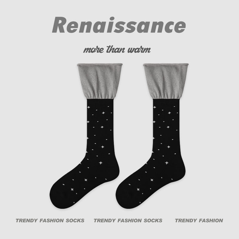 Socks Layered Mid Calf Lettered Cotton Blend Casual