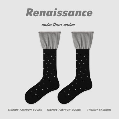 Socks Layered Mid Calf Lettered Cotton Blend Casual