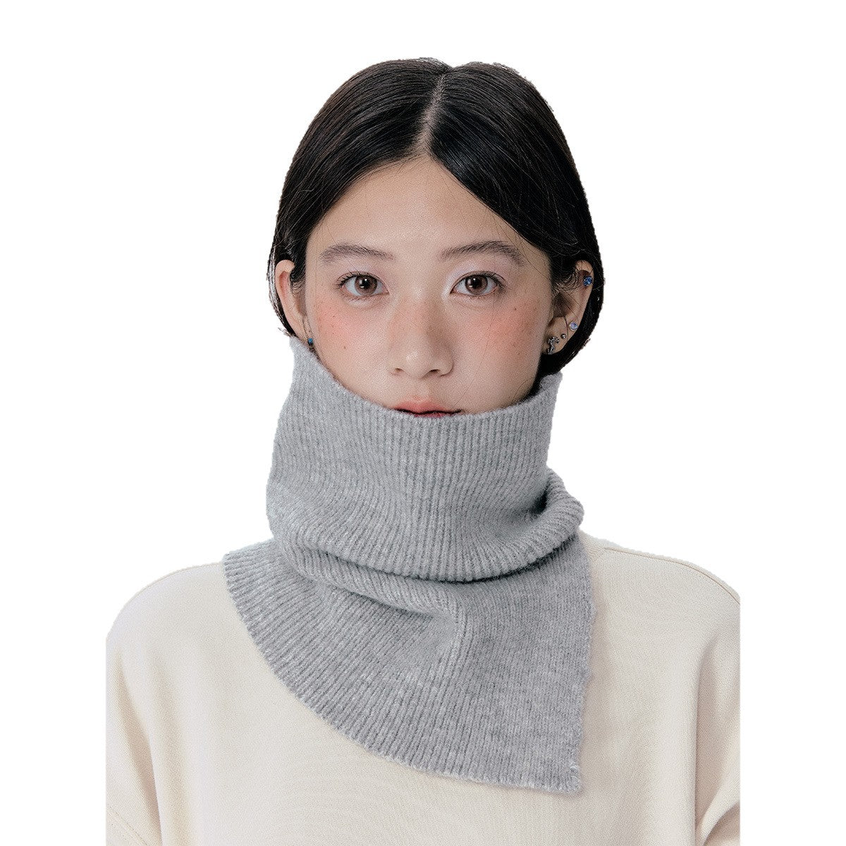 Knitted Button Neck Warmer Unisex Casual Stylish High Neck Scarf