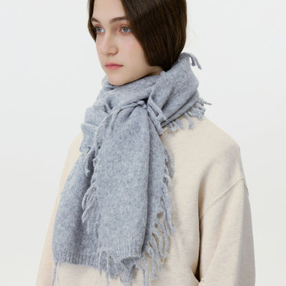 Knitted Tassel Wool Blend Scarf - Soft Casual Unisex Neck Warmer