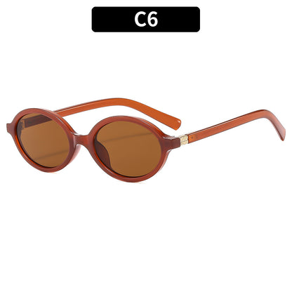 Vintage Oval Sunglasses Stylish UV Protection Eyewear