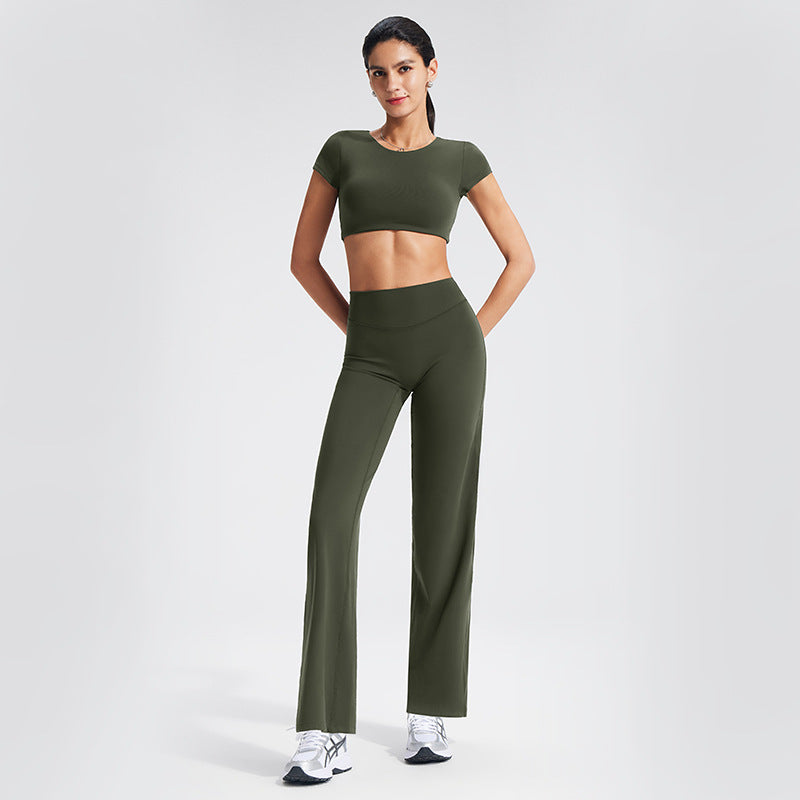 Backless Sports T-Shirt Set with Removable Pads for Women