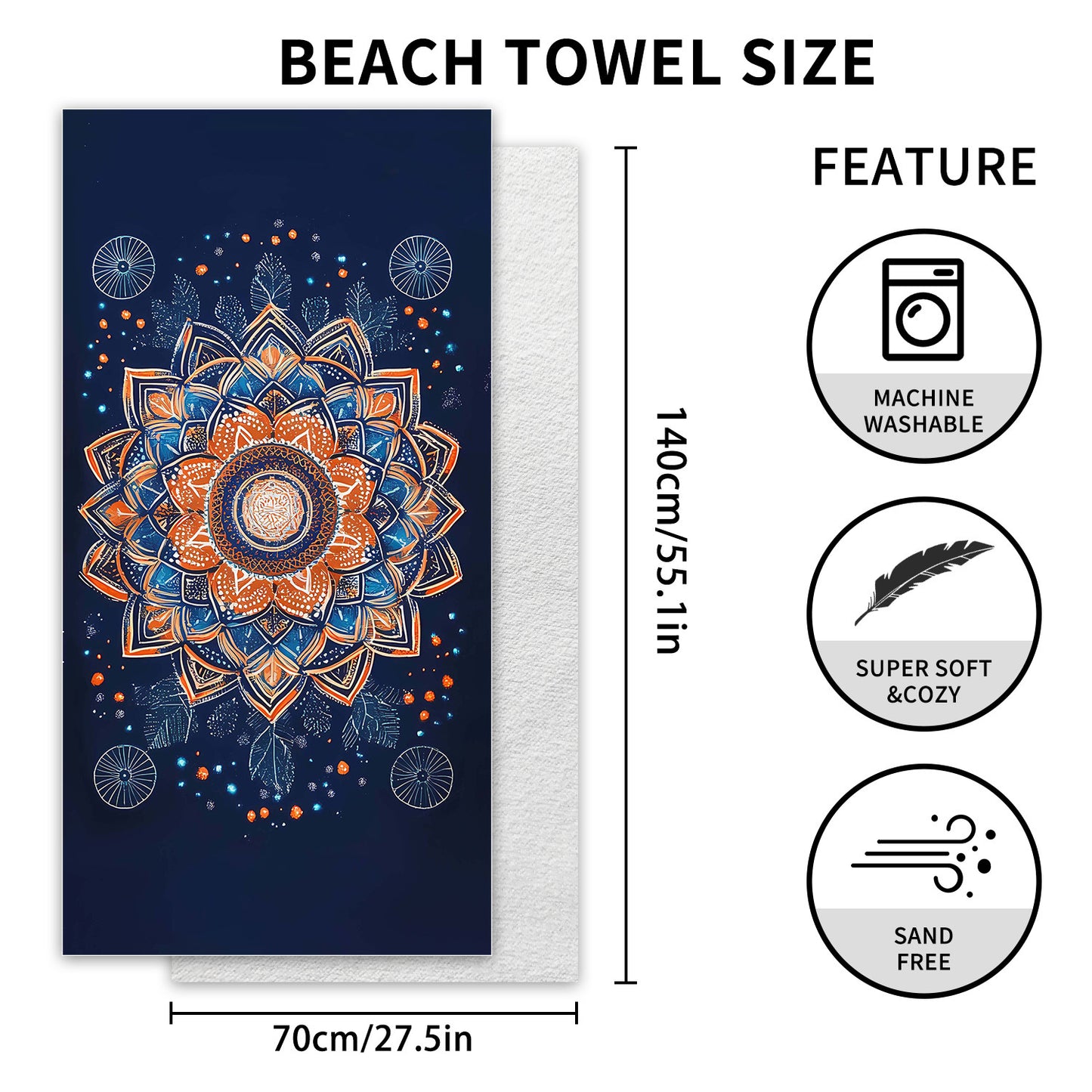Customizable Turtle Print Beach Towel Ultra-Soft Microfiber Bath Towel