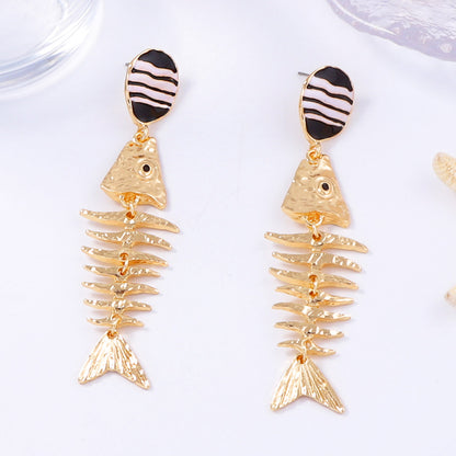 Dangle Earrings Fishbone Enamel Alloy Resort