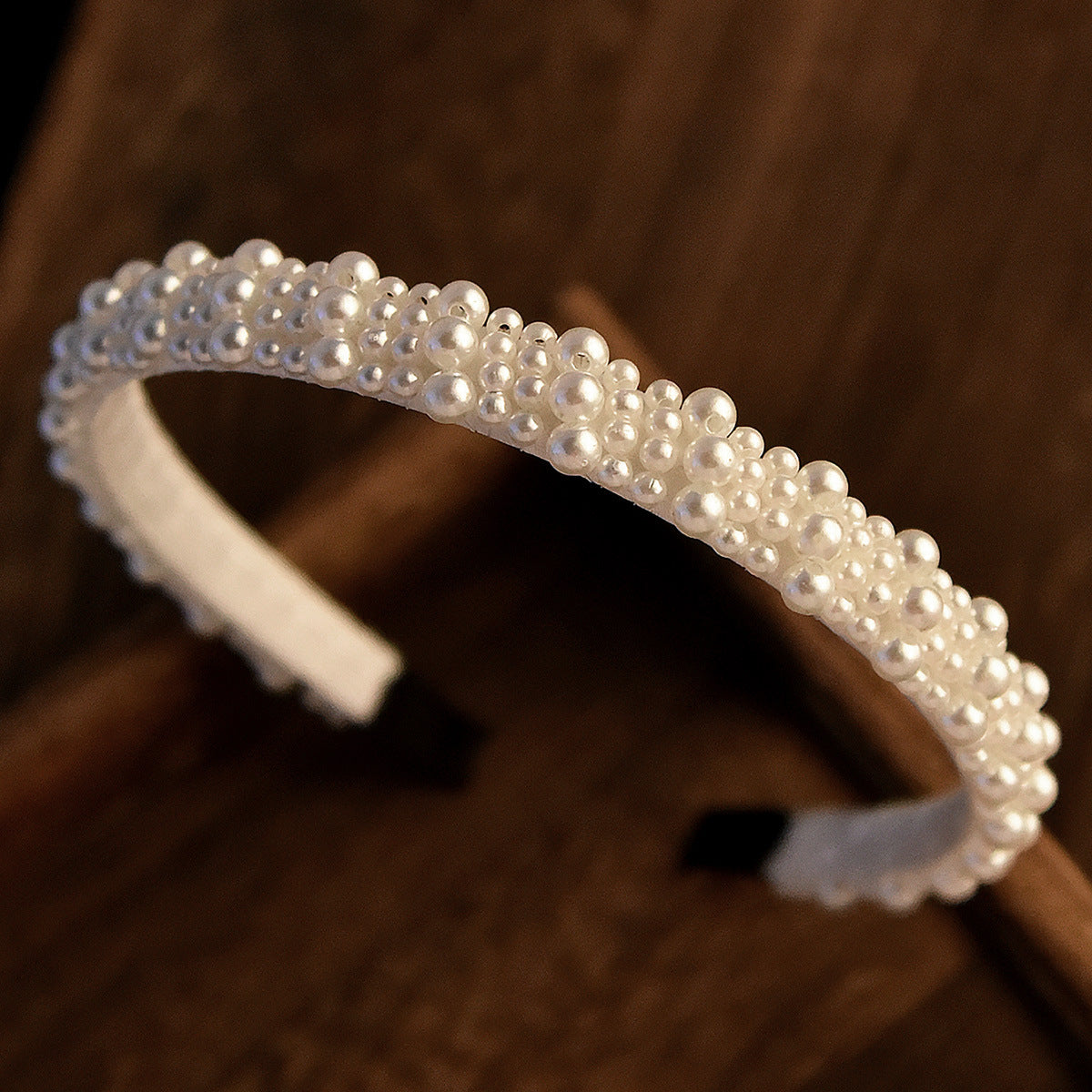 Trendy Pearl Beaded Hairband Wedding Hairpiece
