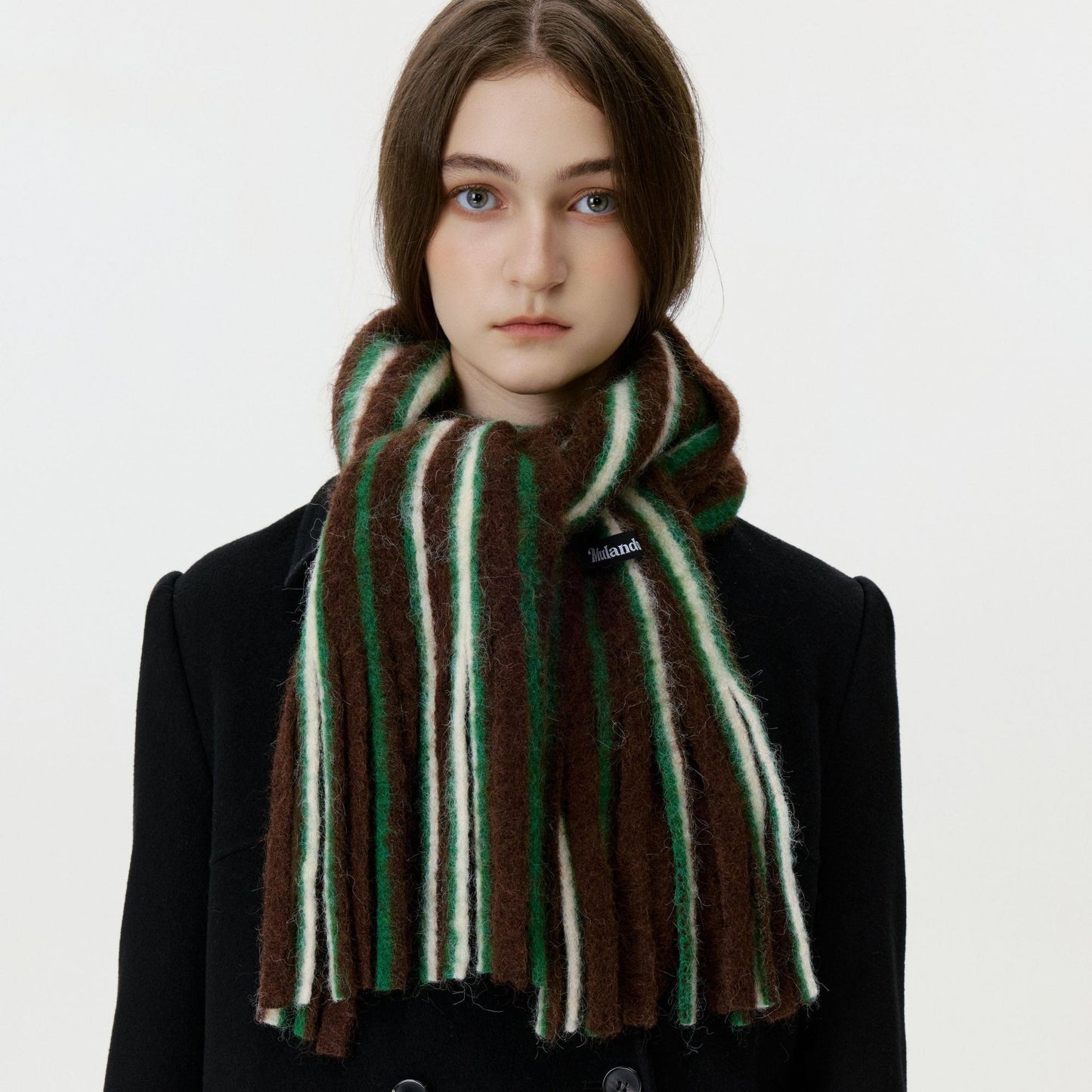 Trendy Color Block Striped Tassel Scarf Warm Shawl