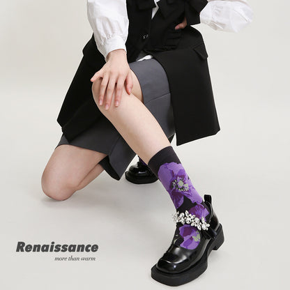 Mid Calf Vintage Gradient Cotton Socks