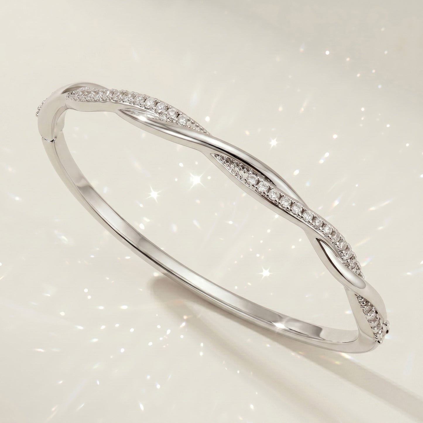 High-End Zirconia Stone Bangle with Nail Design for Weddings and Parties