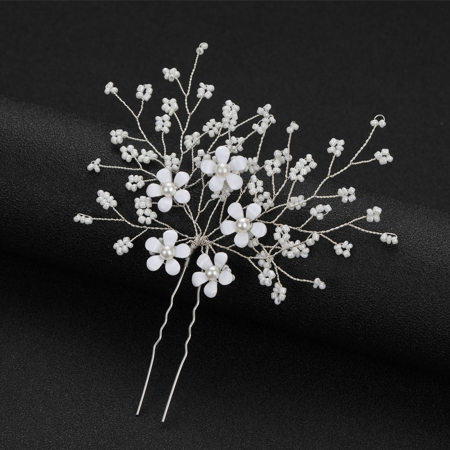 Floral U Shaped Hairpin Wedding Hairpiece