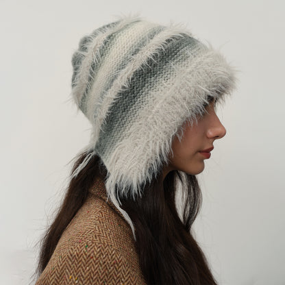 Cute Gradient Knit Beanie Hat with Ear Protection