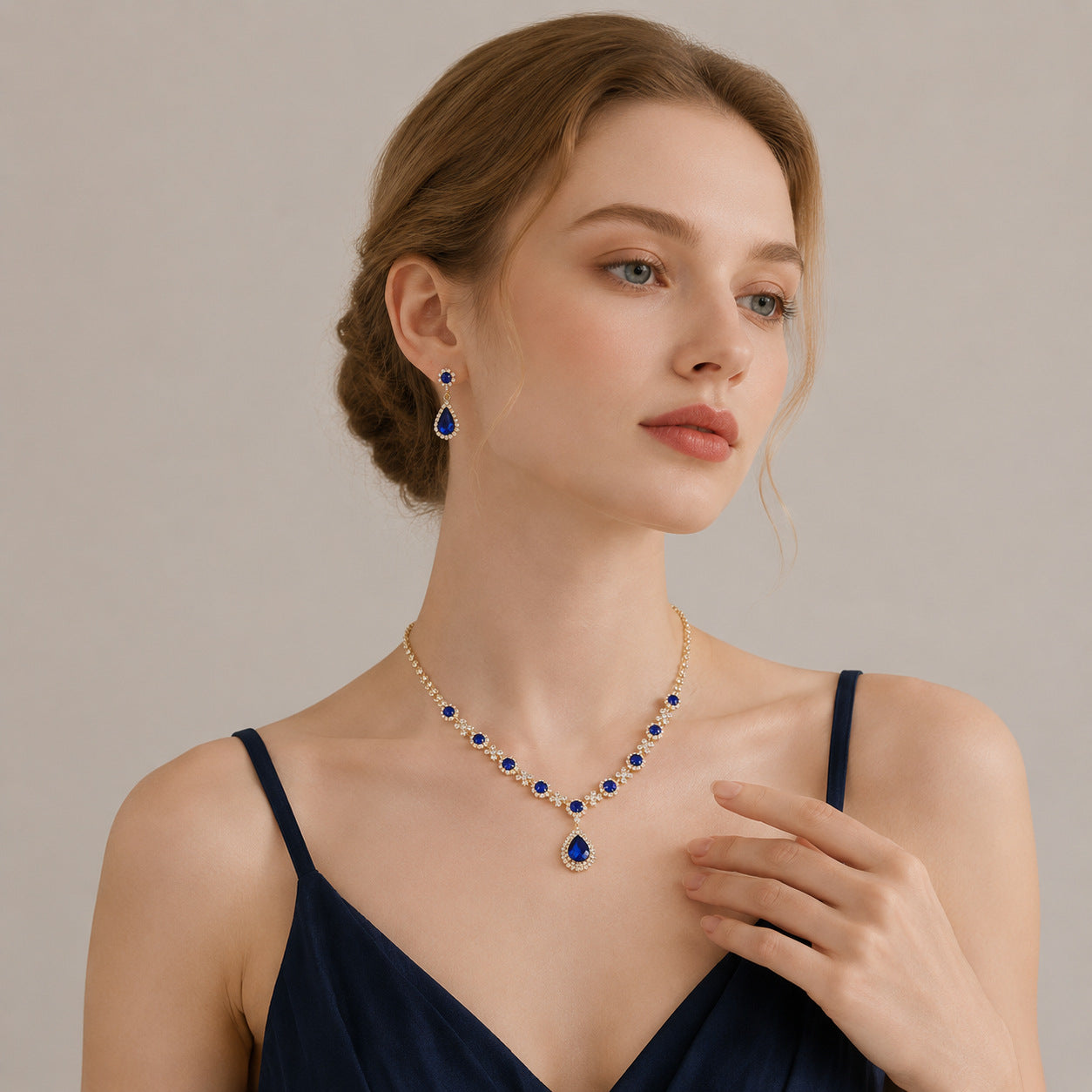 Elegant Crystal Jewelry Set with Necklace and Earrings for Parties