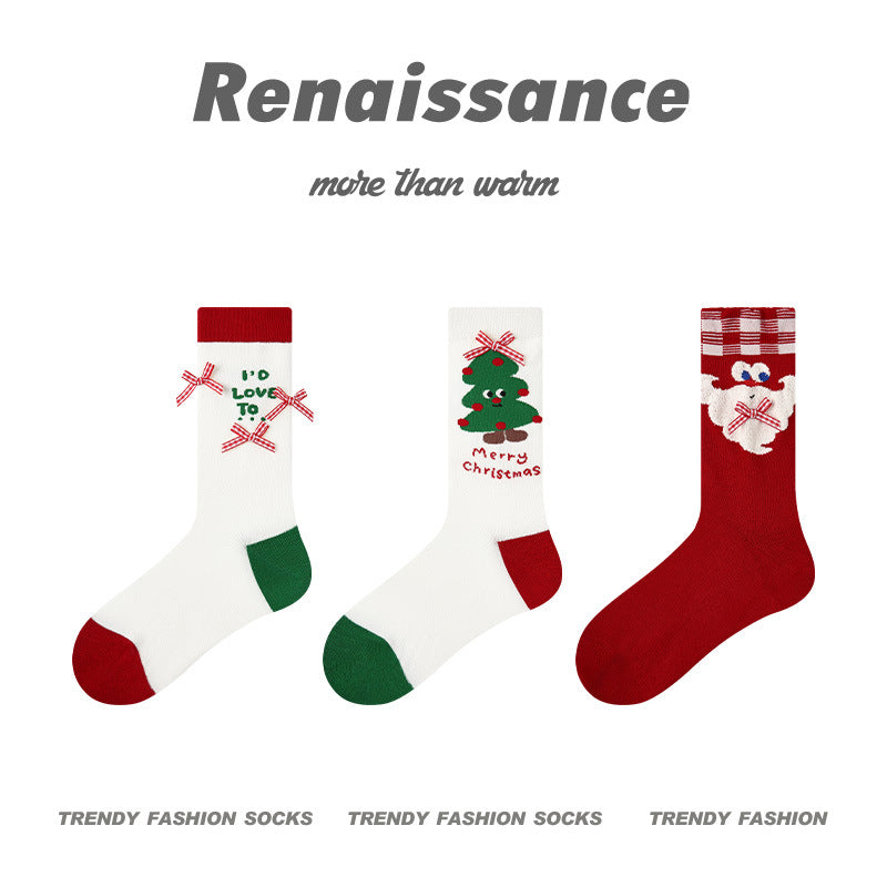 Mid-Calf Horse Motif Combed Cotton Socks