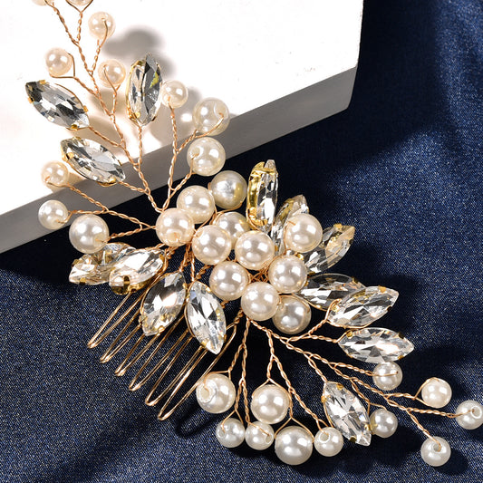 Bridal Pearl Rhinestone Hair Comb Wedding Hairpiece