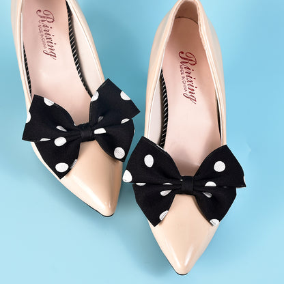Polka Dot Bow Shoe Clips Elegant Wedding Accessories
