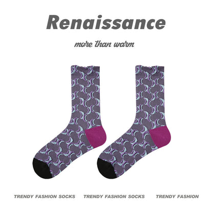 Renaissance Embossed Mid Calf Cotton Socks