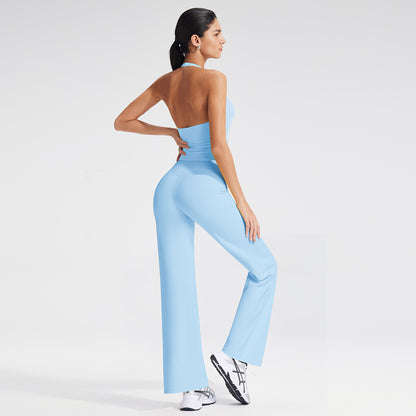Yoga Relaxed Fit V-Neck Crop Top Set with Removable Cups