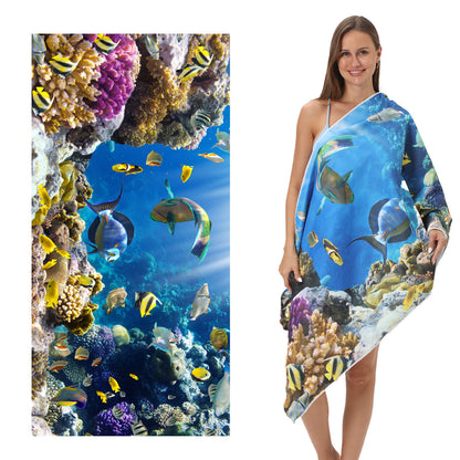 Customizable Turtle Print Beach Towel Ultra-Soft Microfiber Bath Towel
