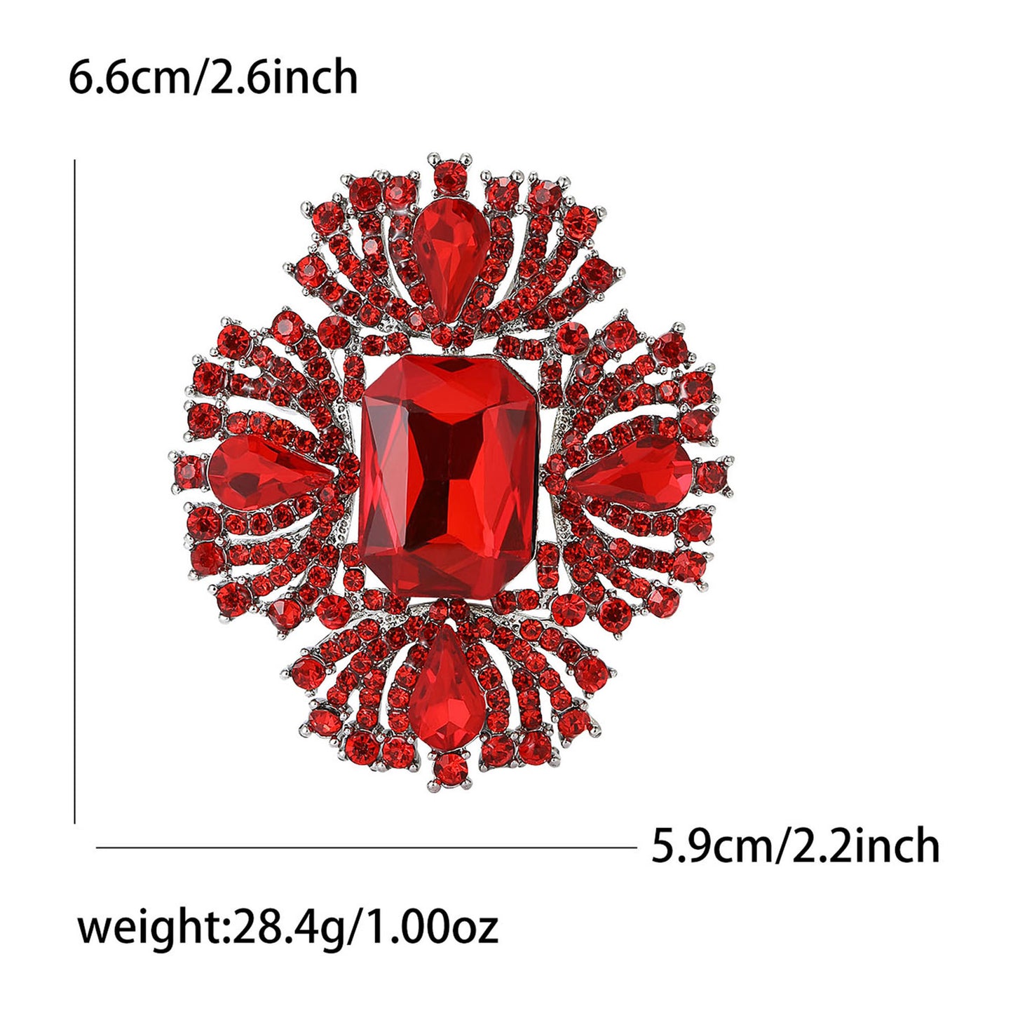 Luxury Alloy Crystal Brooch for Women Elegant Geometric Lapel Pin