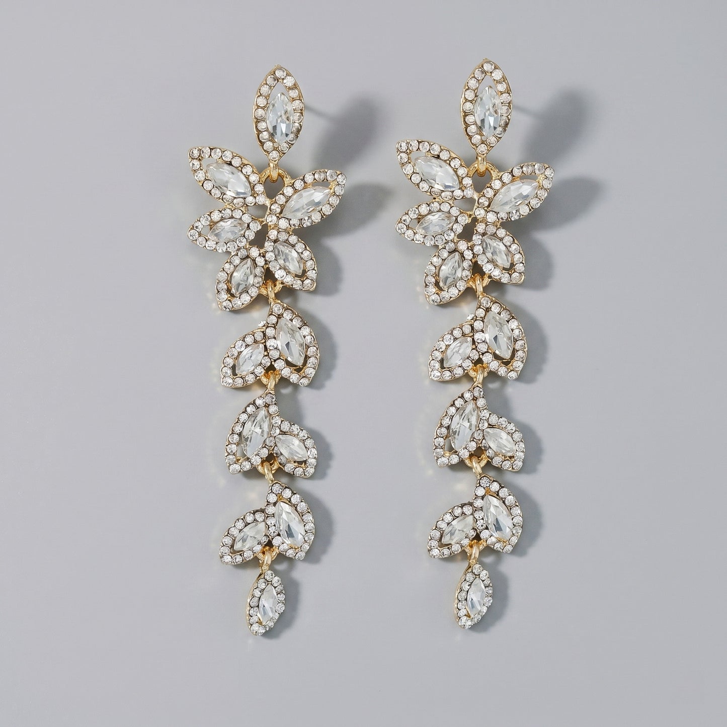 Vintage Floral Alloy Rhinestone Earrings Elegant Daily Drops