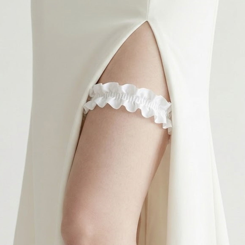 Bridal Lace Garter Belt with Rhinestones and Pearls for Elegant Weddings