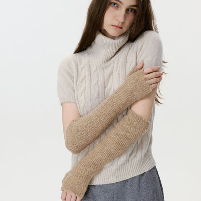 Trendy Solid Color Fingerless Knit Gloves for Fall/Winter
