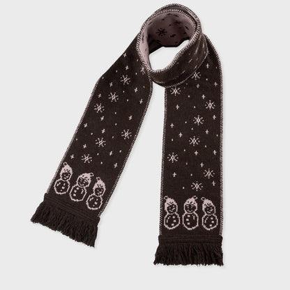 Cartoon Snowman Knitted Scarf Winter Warmth Casual Style
