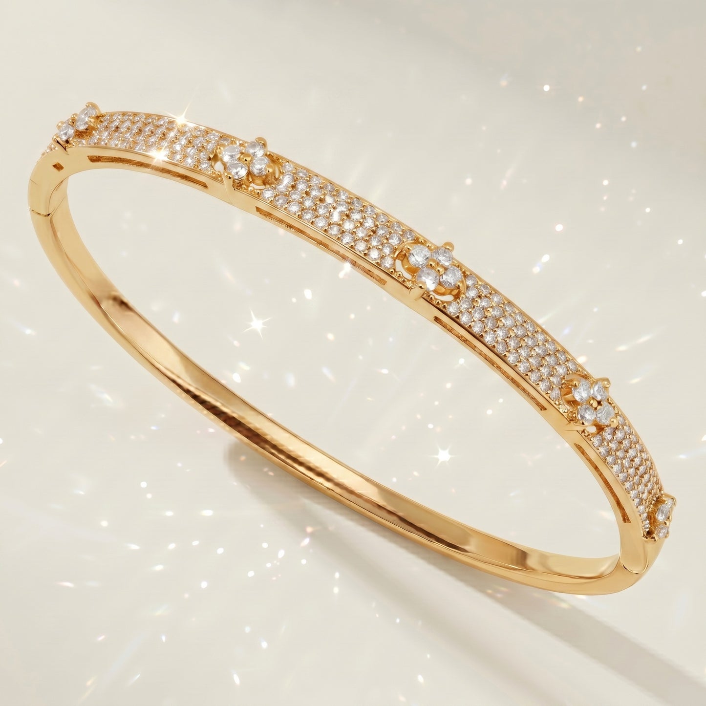 High-End Zirconia Stone Bangle with Nail Design for Weddings and Parties