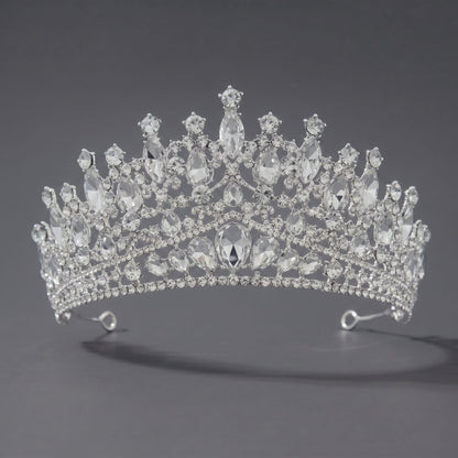 Queen Crown with Crystals for Bride Retro Style Wedding Accessories