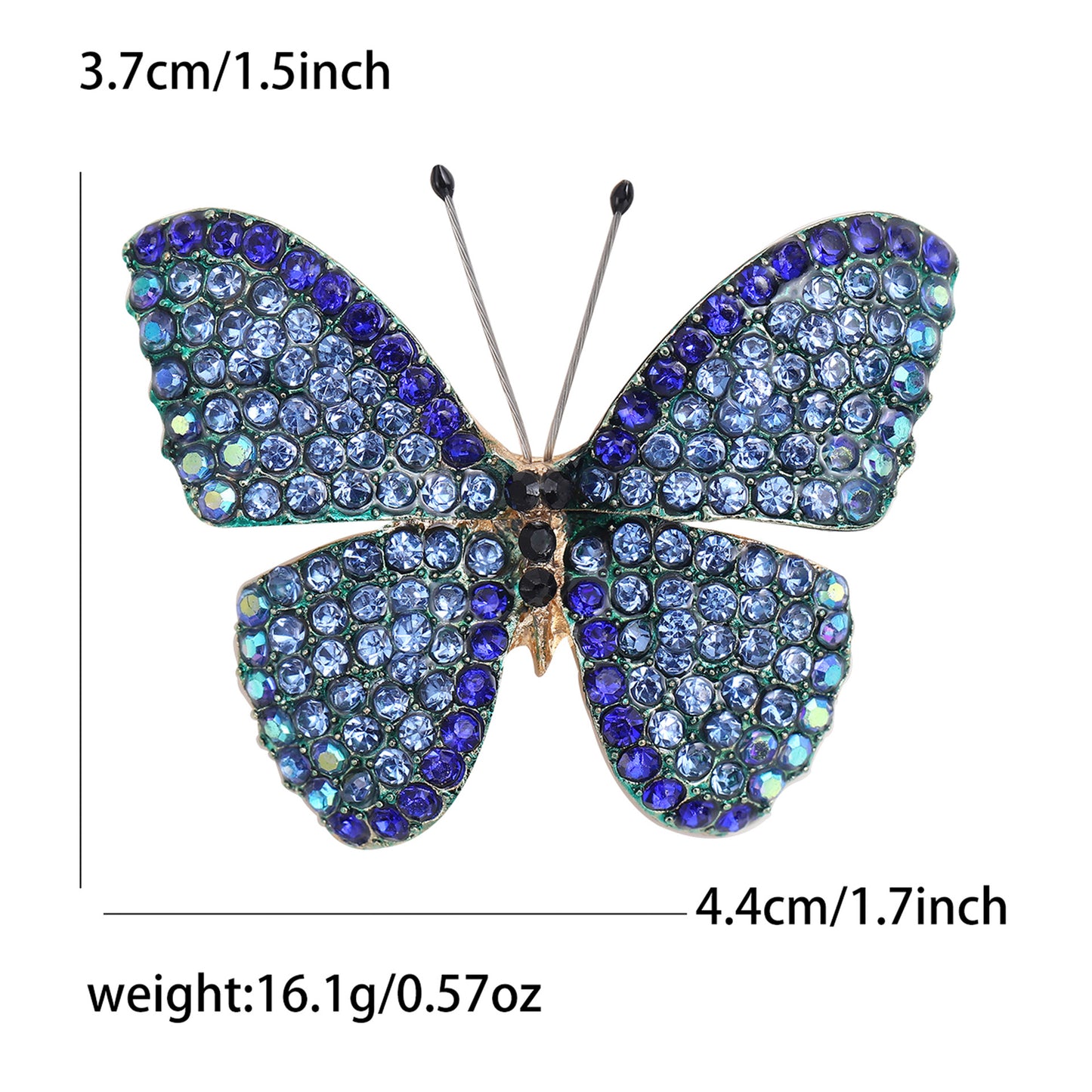 Alloy Butterfly Brooch with Rhinestones for Women's Elegant Outerwear