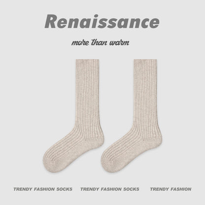 Mid Calf Embroidered Cotton Blend Slouch Socks Vintage
