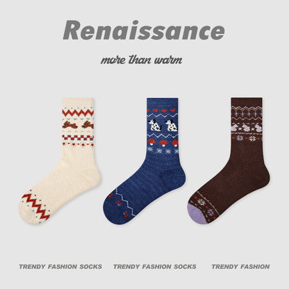 Mid Calf Polka Dot Coral Fleece Socks