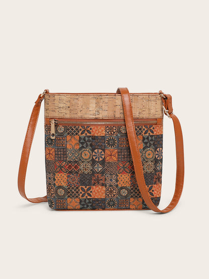 Casual Bohemian Style Cork Crossbody Bag