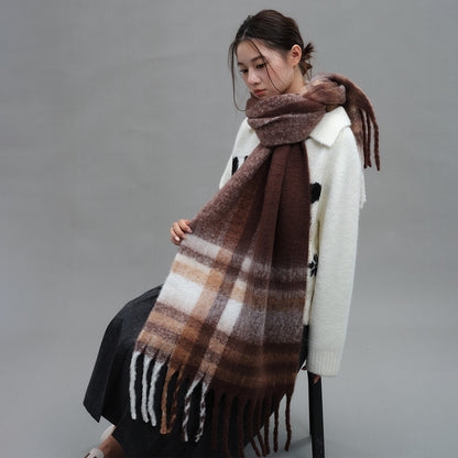 Soft Cashmere Feel Plaid Scarf for Women - Vintage Style