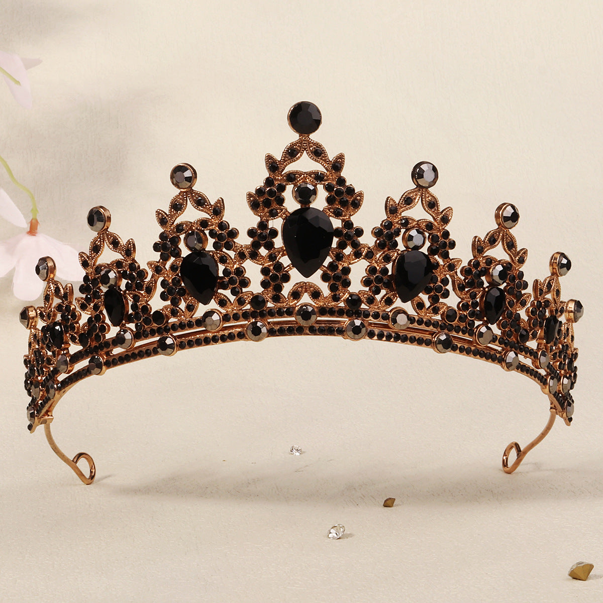 Dark Fantasy Alloy Crown with Rhinestones for Halloween Parties