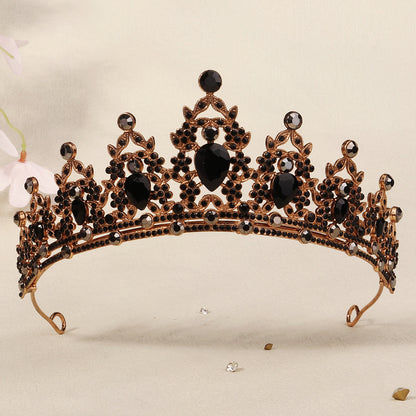 Dark Fantasy Alloy Crown with Rhinestones for Halloween Parties