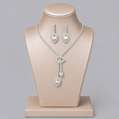 Elegant Crystal Jewelry Set with Necklace and Earrings for Parties
