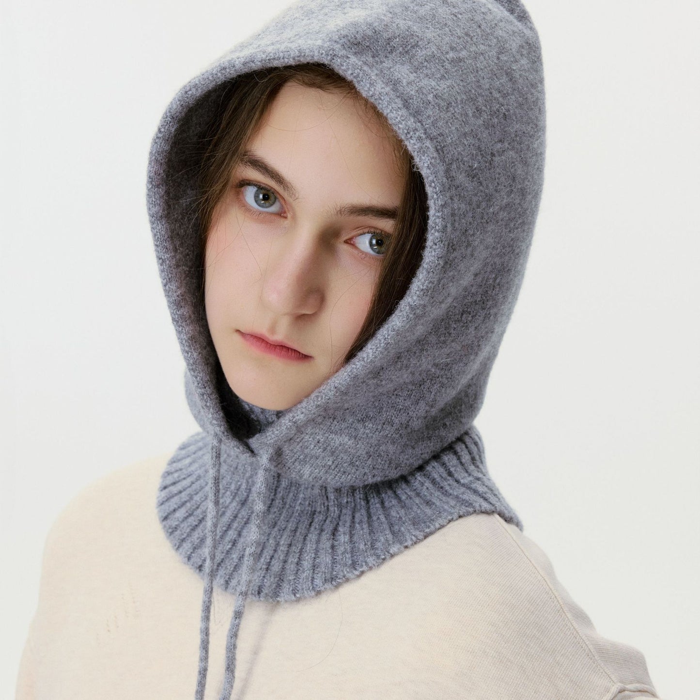 Knitted Warm Ear Protection Hat with Drawstring