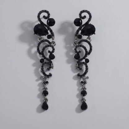 Vintage Floral Alloy Rhinestone Earrings Elegant Daily Drops