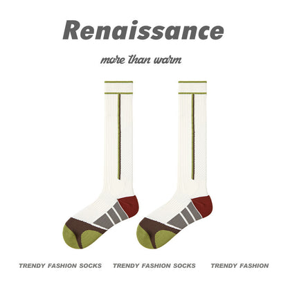 3D Floral Compression Calf Socks Polyester Blend