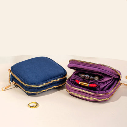 Velvet Jewelry Organizer Pouch Tassel Zipper Travel