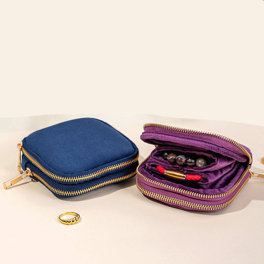 Velvet Jewelry Organizer Pouch Tassel Zipper Travel