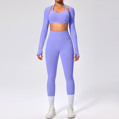 Women's Outdoor Yoga Set with Open Back Sports Bra and Pants