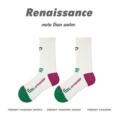 Athletic Colorblock Mid Calf Moisture Wicking Socks