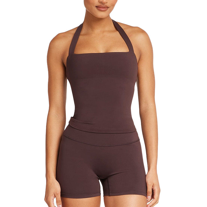 Crossback Sports Tank Top with Removable Pads for Gym and Yoga