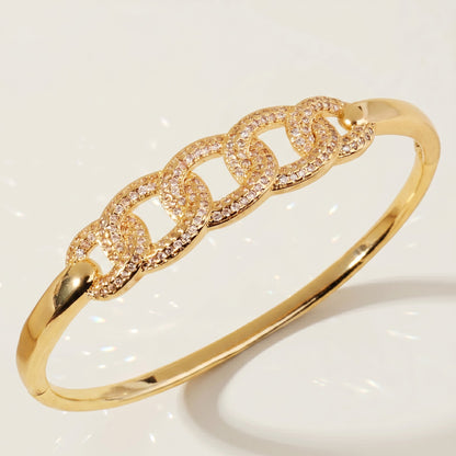 High-End Zirconia Stone Bangle with Nail Design for Weddings and Parties