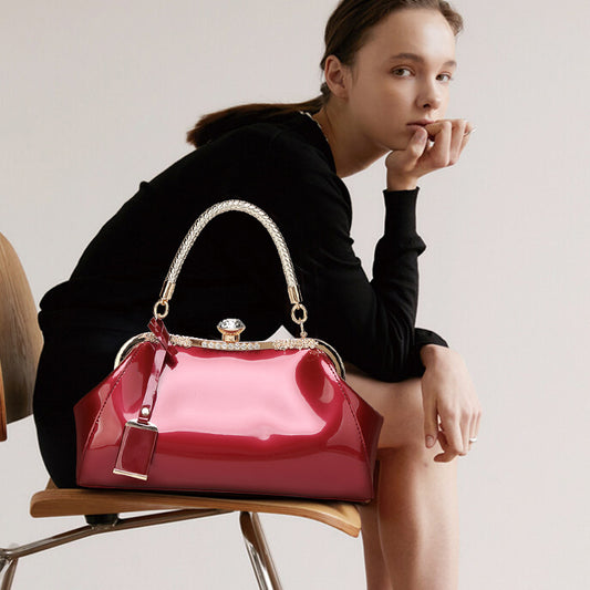 Fashionable Glossy Red Handbag for Brides
