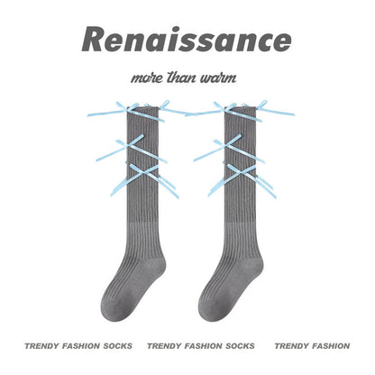Over The Knee Socks Solid Combed Cotton Casual