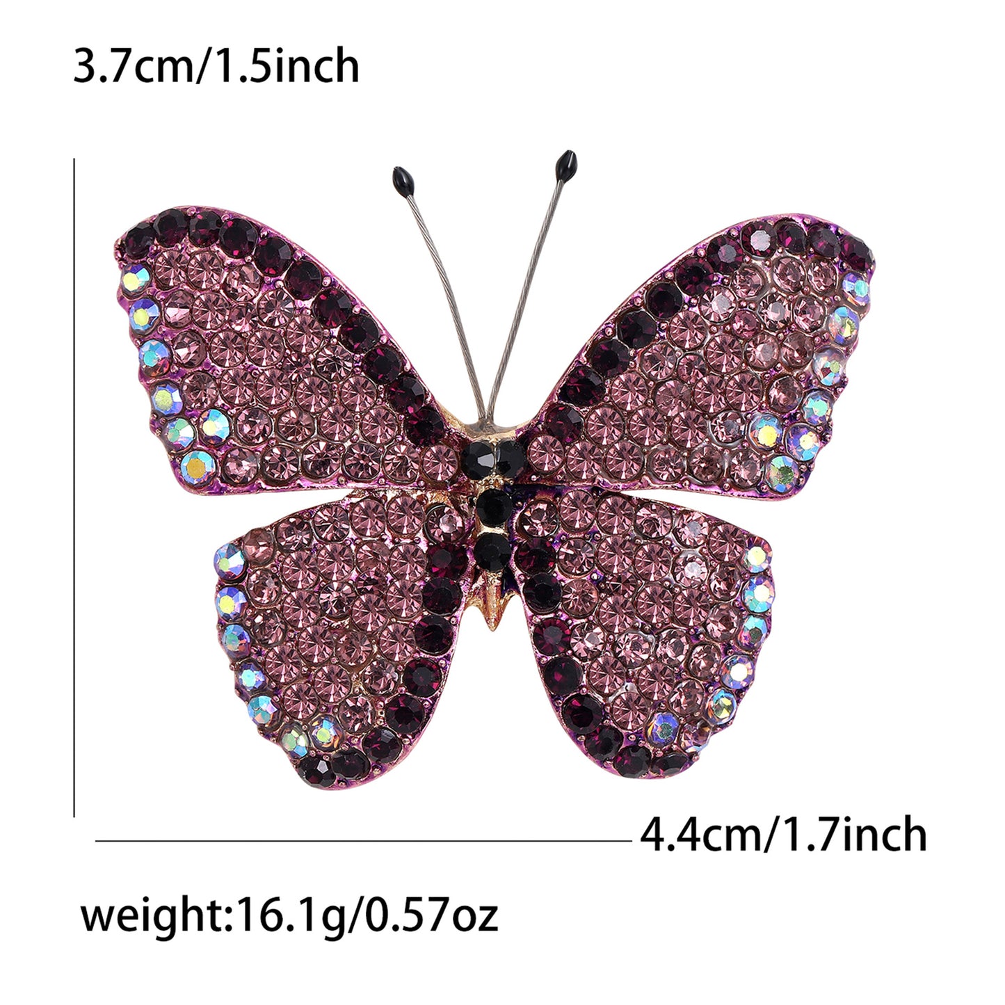 Alloy Butterfly Brooch with Rhinestones for Women's Elegant Outerwear